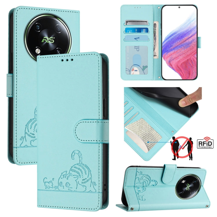 Cat Rat Embossed Pattern RFID Leather Phone Case with Lanyard, For itel A23 Pro / A17, For itel P55 5G, For itel RS4/S666LN, For itel S24, For itel P55+, For itel P55 4G, For itel A05s, For itel A70