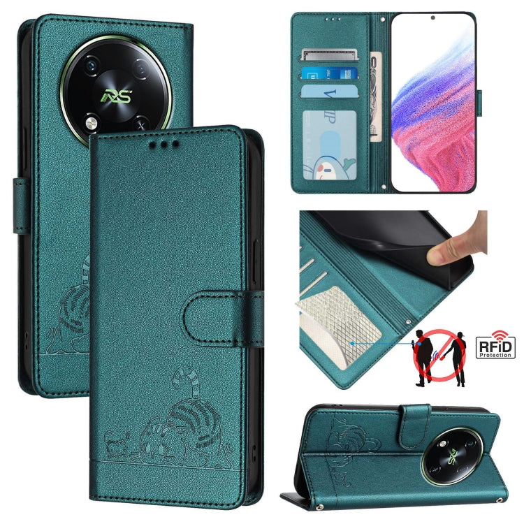 Cat Rat Embossed Pattern RFID Leather Phone Case with Lanyard, For itel A23 Pro / A17, For itel P55 5G, For itel RS4/S666LN, For itel S24, For itel P55+, For itel P55 4G, For itel A05s, For itel A70