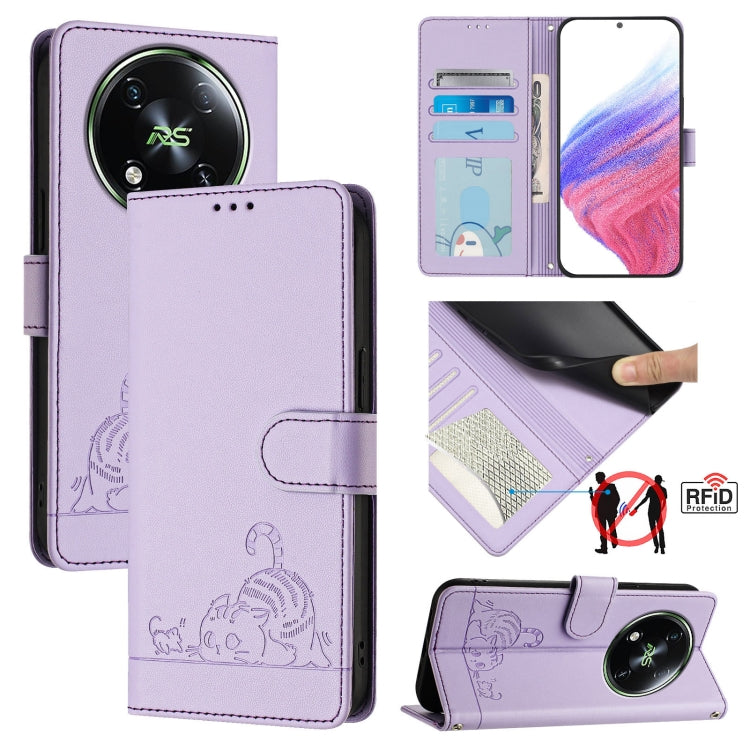 Cat Rat Embossed Pattern RFID Leather Phone Case with Lanyard, For itel A23 Pro / A17, For itel P55 5G, For itel RS4/S666LN, For itel S24, For itel P55+, For itel P55 4G, For itel A05s, For itel A70