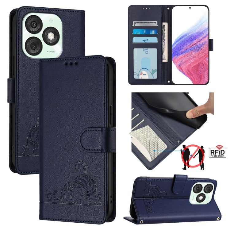 Cat Rat Embossed Pattern RFID Leather Phone Case with Lanyard, For itel A200 / A200+ 4G Global, For Itel A95 5G, For Itel A90, For Itel City 100, For itel Power 70, For itel A80 4G, For itel A50C, For itel A50
