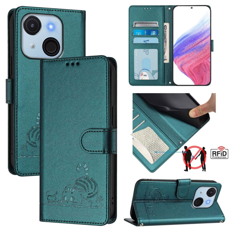 Cat Rat Embossed Pattern RFID Leather Phone Case with Lanyard, For itel A200 / A200+ 4G Global, For Itel A95 5G, For Itel A90, For Itel City 100, For itel Power 70, For itel A80 4G, For itel A50C, For itel A50