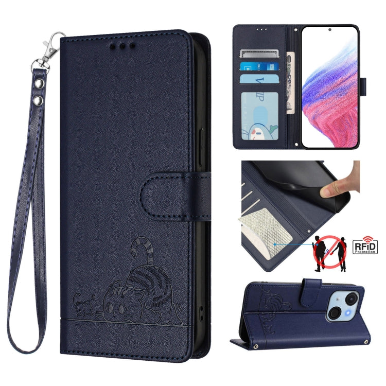 Cat Rat Embossed Pattern RFID Leather Phone Case with Lanyard, For itel A200 / A200+ 4G Global, For Itel A95 5G, For Itel A90, For Itel City 100, For itel Power 70, For itel A80 4G, For itel A50C, For itel A50