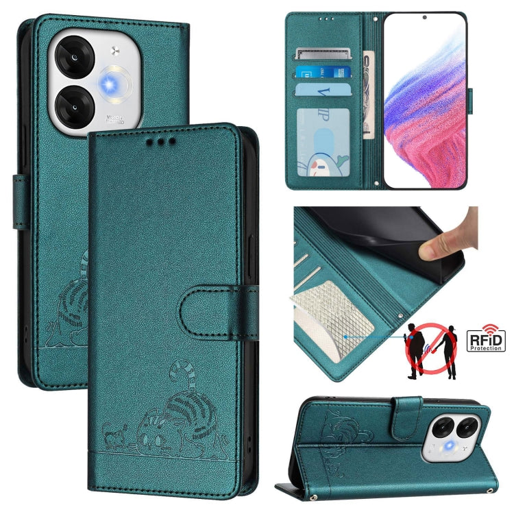 Cat Rat Embossed Pattern RFID Leather Phone Case with Lanyard, For itel A200 / A200+ 4G Global, For Itel A95 5G, For Itel A90, For Itel City 100, For itel Power 70, For itel A80 4G, For itel A50C, For itel A50