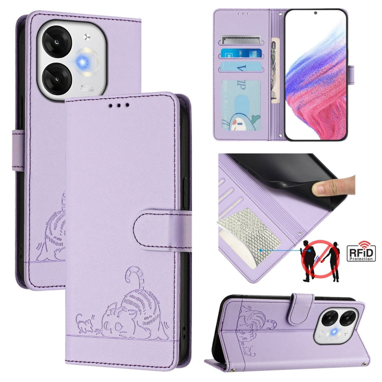 Cat Rat Embossed Pattern RFID Leather Phone Case with Lanyard, For itel A200 / A200+ 4G Global, For Itel A95 5G, For Itel A90, For Itel City 100, For itel Power 70, For itel A80 4G, For itel A50C, For itel A50