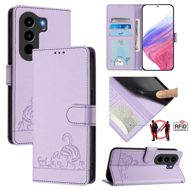 Cat Rat Embossed Pattern RFID Leather Phone Case with Lanyard, For itel A200 / A200+ 4G Global, For Itel A95 5G, For Itel A90, For Itel City 100, For itel Power 70, For itel A80 4G, For itel A50C, For itel A50
