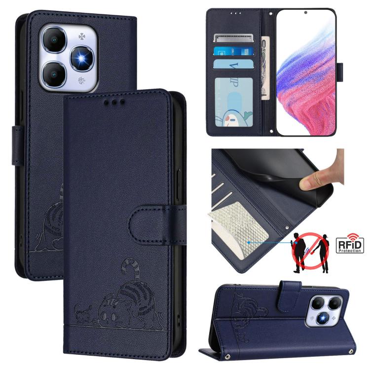 Cat Rat Embossed Pattern RFID Leather Phone Case with Lanyard, For itel A200 / A200+ 4G Global, For Itel A95 5G, For Itel A90, For Itel City 100, For itel Power 70, For itel A80 4G, For itel A50C, For itel A50
