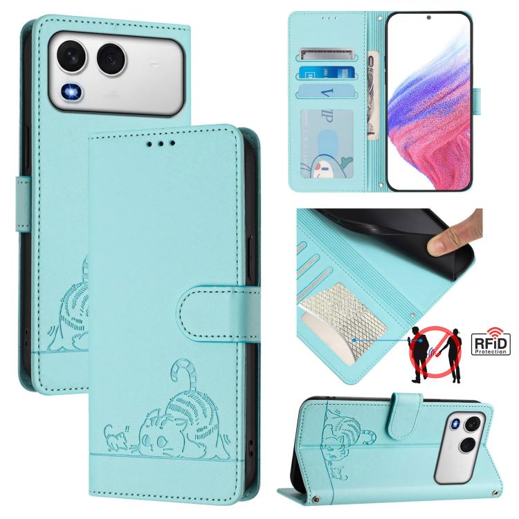 Cat Rat Embossed Pattern RFID Leather Phone Case with Lanyard, For itel A200 / A200+ 4G Global, For Itel A95 5G, For Itel A90, For Itel City 100, For itel Power 70, For itel A80 4G, For itel A50C, For itel A50