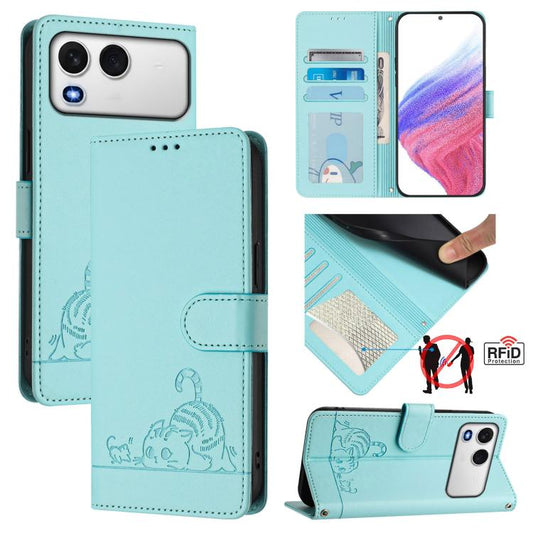 Cat Rat Embossed Pattern RFID Leather Phone Case with Lanyard, For itel A200 / A200+ 4G Global, For Itel A95 5G, For Itel A90, For Itel City 100, For itel Power 70, For itel A80 4G, For itel A50C, For itel A50