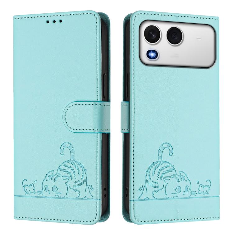 Cat Rat Embossed Pattern RFID Leather Phone Case with Lanyard, For itel A200 / A200+ 4G Global, For Itel A95 5G, For Itel A90, For Itel City 100, For itel Power 70, For itel A80 4G, For itel A50C, For itel A50