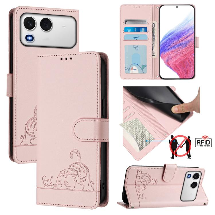Cat Rat Embossed Pattern RFID Leather Phone Case with Lanyard, For itel A200 / A200+ 4G Global, For Itel A95 5G, For Itel A90, For Itel City 100, For itel Power 70, For itel A80 4G, For itel A50C, For itel A50