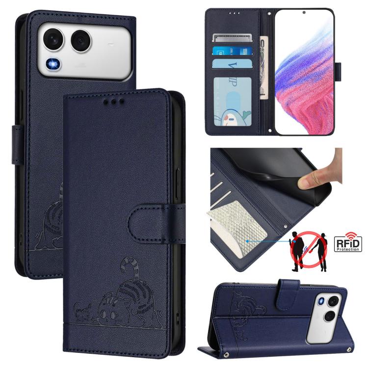 Cat Rat Embossed Pattern RFID Leather Phone Case with Lanyard, For itel A200 / A200+ 4G Global, For Itel A95 5G, For Itel A90, For Itel City 100, For itel Power 70, For itel A80 4G, For itel A50C, For itel A50