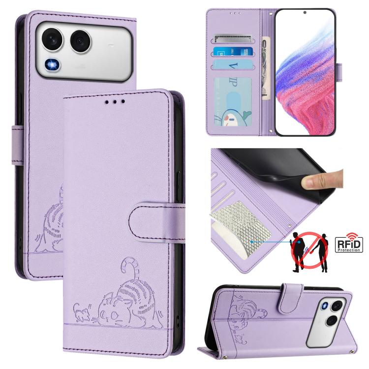 Cat Rat Embossed Pattern RFID Leather Phone Case with Lanyard, For itel A200 / A200+ 4G Global, For Itel A95 5G, For Itel A90, For Itel City 100, For itel Power 70, For itel A80 4G, For itel A50C, For itel A50