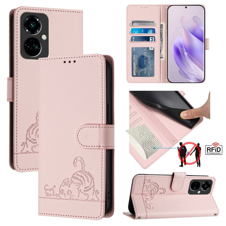 Cat Rat Embossed Pattern RFID Leather Phone Case with Lanyard, For Tecno Spark GO 2023, For Tecno POP 7 / POP 7 Pro, For Tecno Spark 10 5G, For Tecno Spark 10C, For Tecno Spark 10 4G, For Tecno Spark 10 Pro, For Tecno Camon 19 Pro 5G, For Tecno POVA 4 Pro