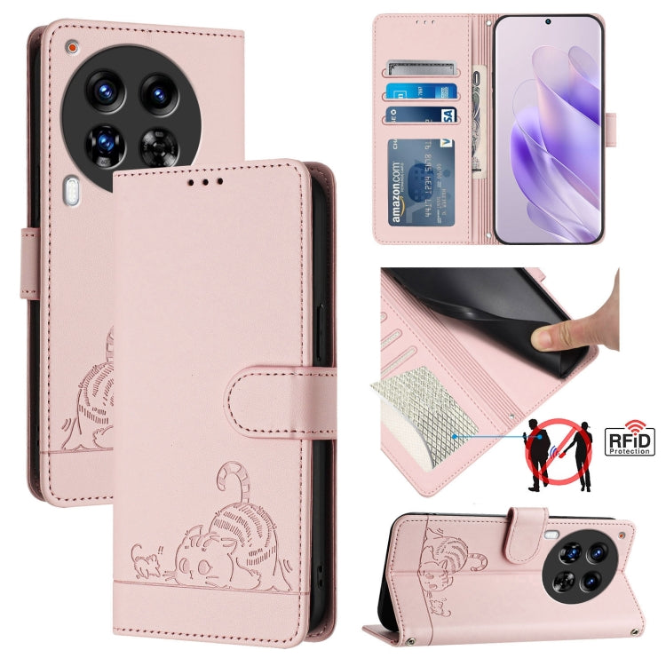 Cat Rat Embossed Pattern RFID Leather Phone Case with Lanyard, For Tecno Spark Go 1, For Tecno Spark 20 Pro 5G, For Tecno POP 6C, For Tecno Spark 10 Pro Magic Magenta, For Tecno Camon 30 Premier 5G cl9, For Tecno Pova 6 Neo, For Tecno Pova 6 Pro li9   ...