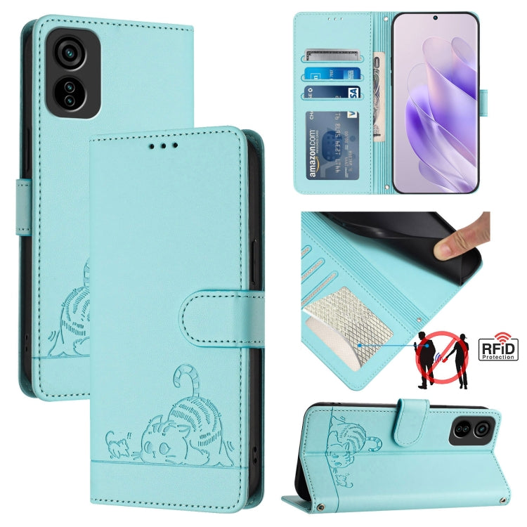 Cat Rat Embossed Pattern RFID Leather Phone Case with Lanyard, For Tecno Spark Go 1, For Tecno Spark 20 Pro 5G, For Tecno POP 6C, For Tecno Spark 10 Pro Magic Magenta, For Tecno Camon 30 Premier 5G cl9, For Tecno Pova 6 Neo, For Tecno Pova 6 Pro li9   ...