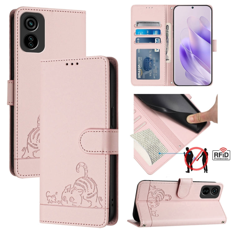Cat Rat Embossed Pattern RFID Leather Phone Case with Lanyard, For Tecno Spark Go 1, For Tecno Spark 20 Pro 5G, For Tecno POP 6C, For Tecno Spark 10 Pro Magic Magenta, For Tecno Camon 30 Premier 5G cl9, For Tecno Pova 6 Neo, For Tecno Pova 6 Pro li9   ...
