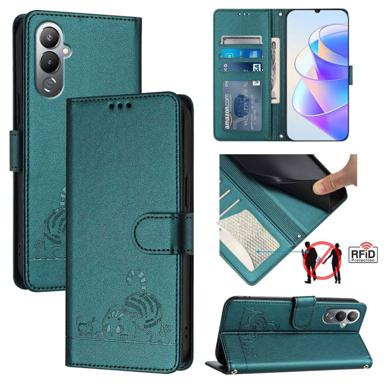 Cat Rat Embossed Pattern RFID Leather Phone Case with Lanyard, For Tecno POVA 4, For Tecno Pova NEO 2, For Tecno Spark 9, For Tecno Spark 9 Pro / 9T, For Tecno Camon 19, For Tecno Camon 19 NEO, For Tecno POP 5C, For Tecno Spark 6 Go / Go 2020