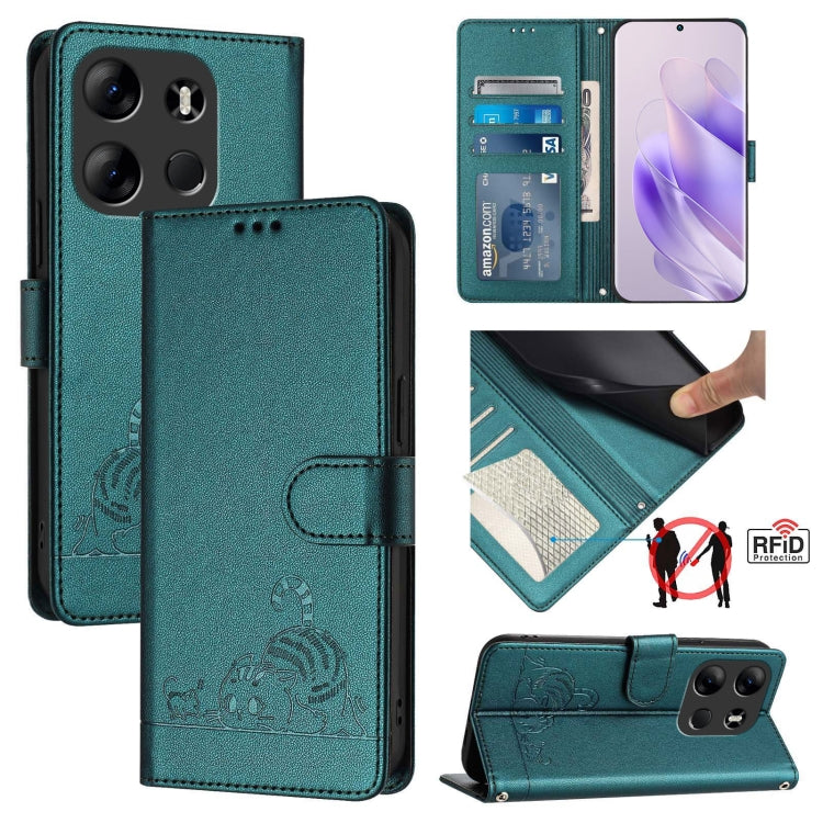 Cat Rat Embossed Pattern RFID Leather Phone Case with Lanyard, For Tecno Spark GO 2023, For Tecno POP 7 / POP 7 Pro, For Tecno Spark 10 5G, For Tecno Spark 10C, For Tecno Spark 10 4G, For Tecno Spark 10 Pro, For Tecno Camon 19 Pro 5G, For Tecno POVA 4 Pro