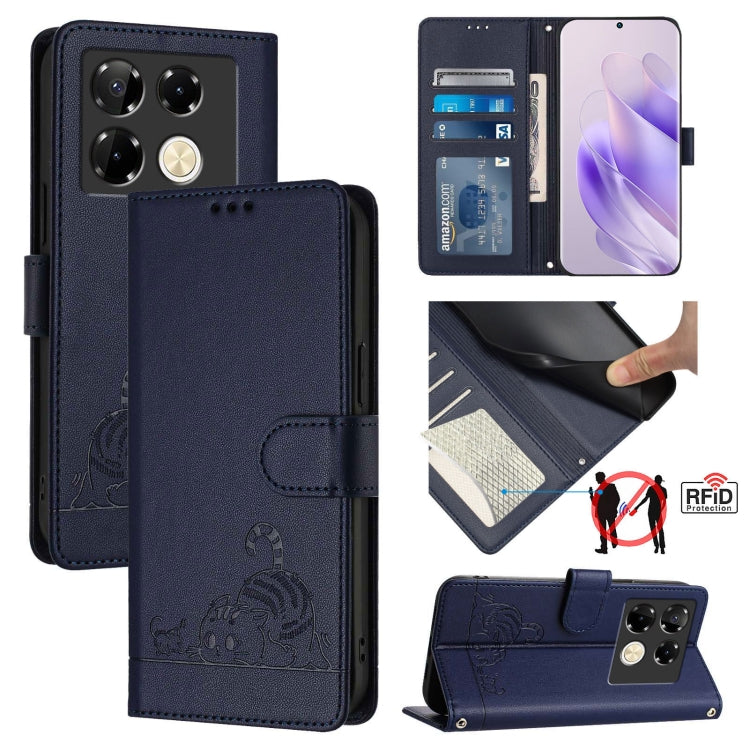 Cat Rat Embossed Pattern RFID Leather Phone Case with Lanyard, For Infinix GT 20 Pro/X6871, For Infinix Note 40 Pro 4G X6850, For Infinix Note 40 Pro 5G X6851, For Infinix Note 40, For Infinix Note 40 5G, For Infinix Hot 40 / 40 Pro, For Infinix Hot 40...