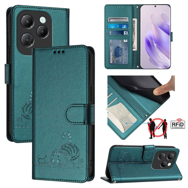 Cat Rat Embossed Pattern RFID Leather Phone Case with Lanyard, For Infinix GT 20 Pro/X6871, For Infinix Note 40 Pro 4G X6850, For Infinix Note 40 Pro 5G X6851, For Infinix Note 40, For Infinix Note 40 5G, For Infinix Hot 40 / 40 Pro, For Infinix Hot 40...