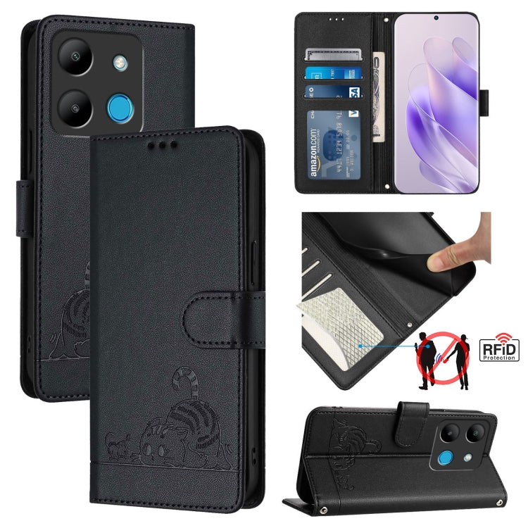 Cat Rat Embossed Pattern RFID Leather Phone Case with Lanyard, For Infinix Zero 30 4G, For Infinix Zero 30 5G, For Infinix Hot 30 5G, For Infinix Hot 30 Play, For Infinix Hot 30 Play NFC, For Infinix Note 30 5G x6711, For Infinix Smart 7 HD            ...