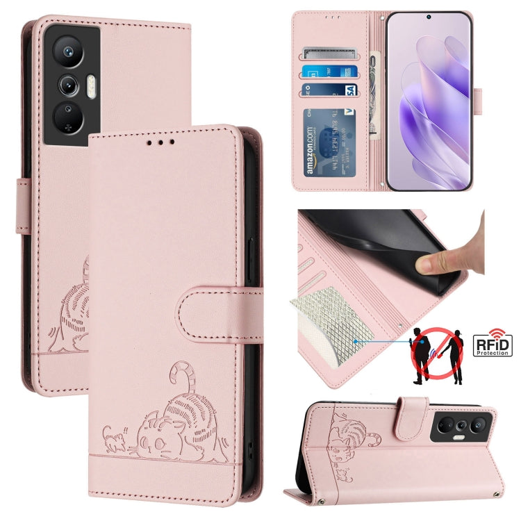 Cat Rat Embossed Pattern RFID Leather Phone Case with Lanyard, For Infinix Note 30 Pro X678B, For Infinix Note 30 4G X6833B, For Infinix Note 30 VIP, For Infinix Hot 30I, For Infinix Hot 30 4G, For Infinix Smart 7 India, For Infinix Hot 20S / 20 Pro   ...