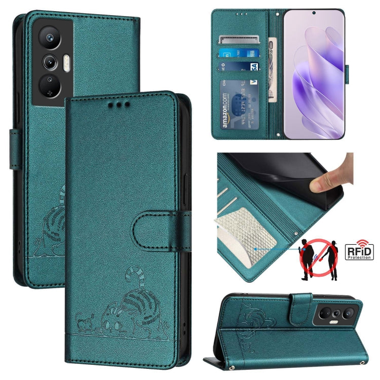 Cat Rat Embossed Pattern RFID Leather Phone Case with Lanyard, For Infinix Note 30 Pro X678B, For Infinix Note 30 4G X6833B, For Infinix Note 30 VIP, For Infinix Hot 30I, For Infinix Hot 30 4G, For Infinix Smart 7 India, For Infinix Hot 20S / 20 Pro   ...