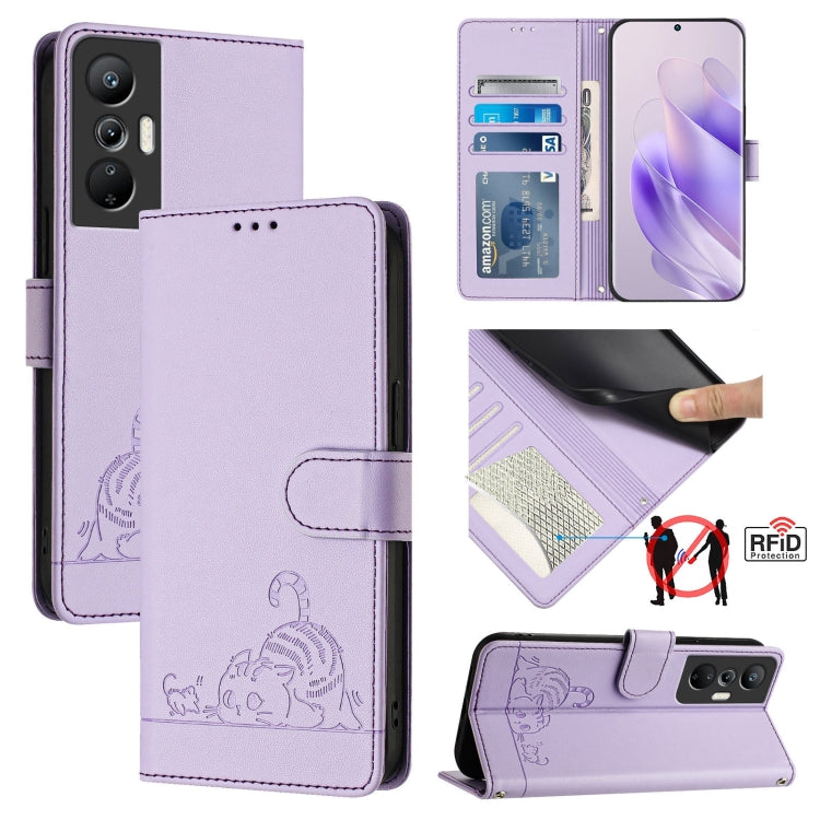 Cat Rat Embossed Pattern RFID Leather Phone Case with Lanyard, For Infinix Note 30 Pro X678B, For Infinix Note 30 4G X6833B, For Infinix Note 30 VIP, For Infinix Hot 30I, For Infinix Hot 30 4G, For Infinix Smart 7 India, For Infinix Hot 20S / 20 Pro   ...