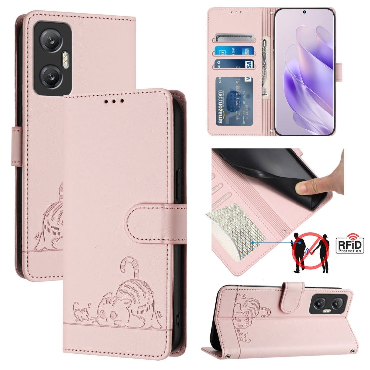 Cat Rat Embossed Pattern RFID Leather Phone Case with Lanyard, For Infinix Note 30 Pro X678B, For Infinix Note 30 4G X6833B, For Infinix Note 30 VIP, For Infinix Hot 30I, For Infinix Hot 30 4G, For Infinix Smart 7 India, For Infinix Hot 20S / 20 Pro   ...