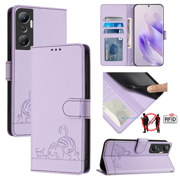 Cat Rat Embossed Pattern RFID Leather Phone Case with Lanyard, For Infinix Smart 7 X6515, For Infinix Hot 20I X665E, For Infinix Hot  20 Play, For Infinix Hot 20 X6826, For Infinix Zero 20, For Infinix Note 12 Pro 4G, For Infinix Note 12 2023          ...