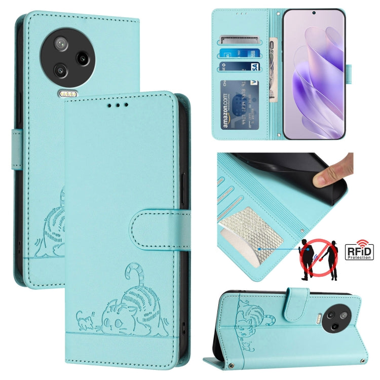 Cat Rat Embossed Pattern RFID Leather Phone Case with Lanyard, For Infinix Smart 7 X6515, For Infinix Hot 20I X665E, For Infinix Hot  20 Play, For Infinix Hot 20 X6826, For Infinix Zero 20, For Infinix Note 12 Pro 4G, For Infinix Note 12 2023          ...