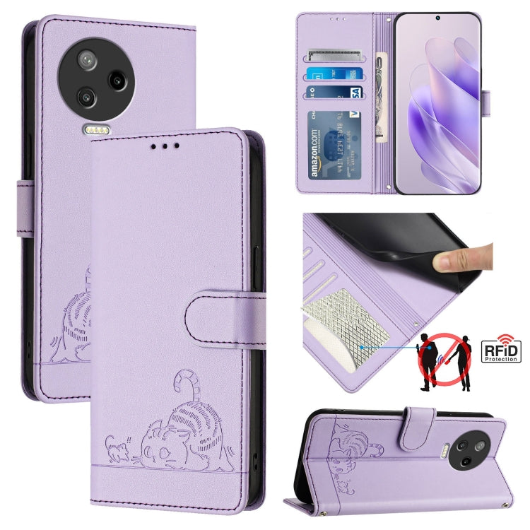 Cat Rat Embossed Pattern RFID Leather Phone Case with Lanyard, For Infinix Smart 7 X6515, For Infinix Hot 20I X665E, For Infinix Hot  20 Play, For Infinix Hot 20 X6826, For Infinix Zero 20, For Infinix Note 12 Pro 4G, For Infinix Note 12 2023          ...