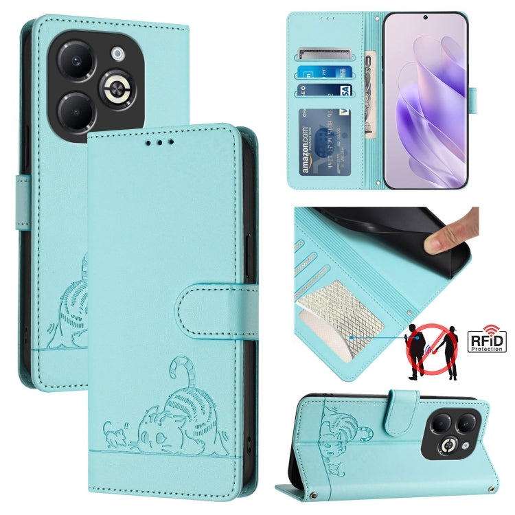 Cat Rat Embossed Pattern RFID Leather Phone Case with Lanyard, For Infinix Note 50s, For Infinix Hot 50i 5G / Smart 9 4G, For Infinix Hot 50 Pro+ 4G, For Infinix Hot 50 4G, For Infinix Hot 50 5G, For Infinix Zero 40 4G / 5G, For Infinix Note 40X 5G    ...