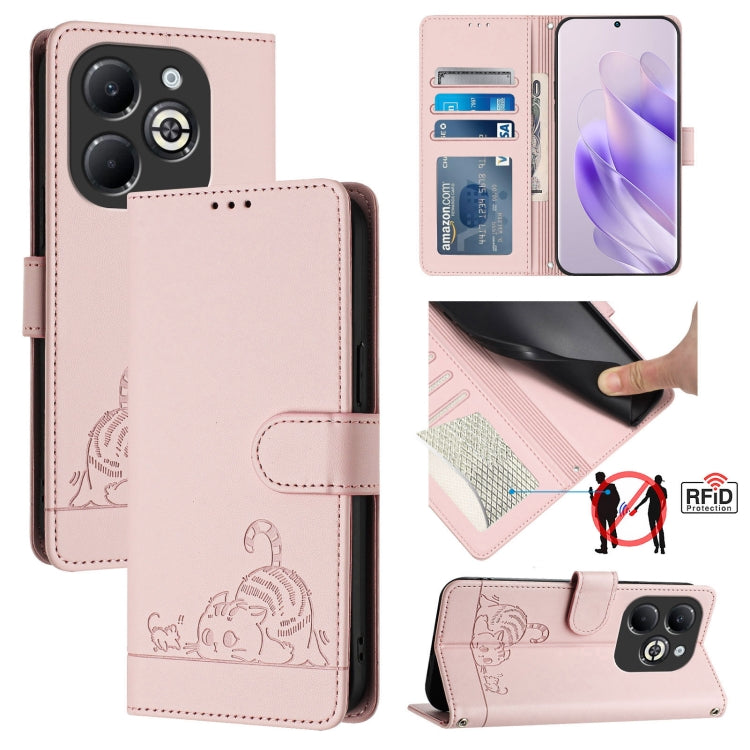 Cat Rat Embossed Pattern RFID Leather Phone Case with Lanyard, For Infinix Note 50s, For Infinix Hot 50i 5G / Smart 9 4G, For Infinix Hot 50 Pro+ 4G, For Infinix Hot 50 4G, For Infinix Hot 50 5G, For Infinix Zero 40 4G / 5G, For Infinix Note 40X 5G    ...
