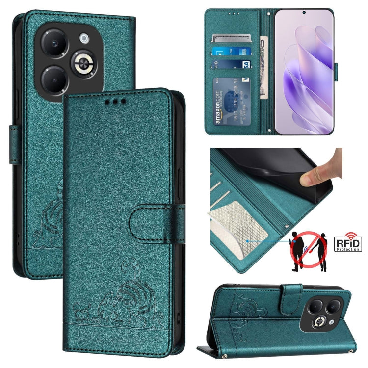 Cat Rat Embossed Pattern RFID Leather Phone Case with Lanyard, For Infinix Note 50s, For Infinix Hot 50i 5G / Smart 9 4G, For Infinix Hot 50 Pro+ 4G, For Infinix Hot 50 4G, For Infinix Hot 50 5G, For Infinix Zero 40 4G / 5G, For Infinix Note 40X 5G    ...