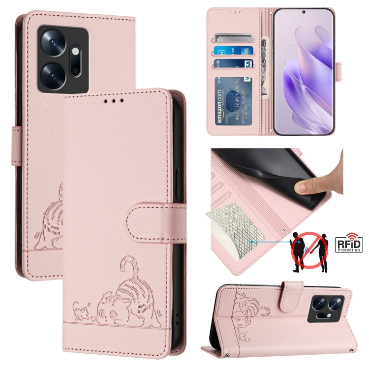 Cat Rat Embossed Pattern RFID Leather Phone Case with Lanyard, For Infinix Smart 7 X6515, For Infinix Hot 20I X665E, For Infinix Hot  20 Play, For Infinix Hot 20 X6826, For Infinix Zero 20, For Infinix Note 12 Pro 4G, For Infinix Note 12 2023          ...