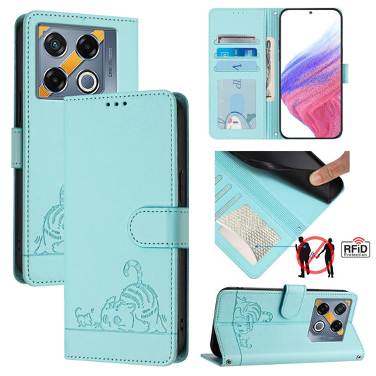 Cat Rat Embossed Pattern RFID Leather Phone Case with Lanyard, For Infinix GT 20 Pro/X6871, For Infinix Note 40 Pro 4G X6850, For Infinix Note 40 Pro 5G X6851, For Infinix Note 40, For Infinix Note 40 5G, For Infinix Hot 40 / 40 Pro, For Infinix Hot 40...