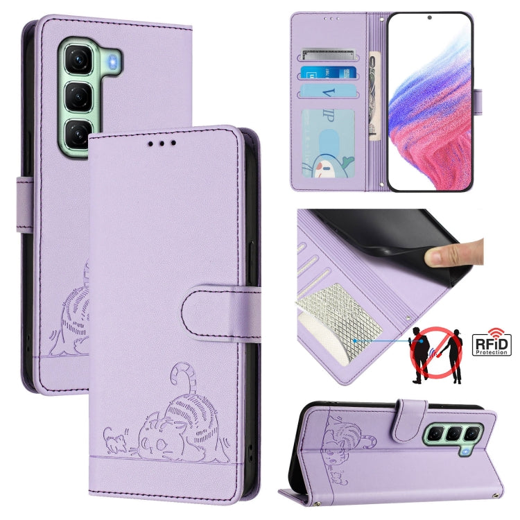 Cat Rat Embossed Pattern RFID Leather Phone Case with Lanyard, For Infinix Note 50s, For Infinix Hot 50i 5G / Smart 9 4G, For Infinix Hot 50 Pro+ 4G, For Infinix Hot 50 4G, For Infinix Hot 50 5G, For Infinix Zero 40 4G / 5G, For Infinix Note 40X 5G    ...