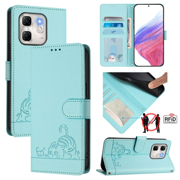 Cat Rat Embossed Pattern RFID Leather Phone Case with Lanyard, For Infinix Note 50s, For Infinix Hot 50i 5G / Smart 9 4G, For Infinix Hot 50 Pro+ 4G, For Infinix Hot 50 4G, For Infinix Hot 50 5G, For Infinix Zero 40 4G / 5G, For Infinix Note 40X 5G    ...