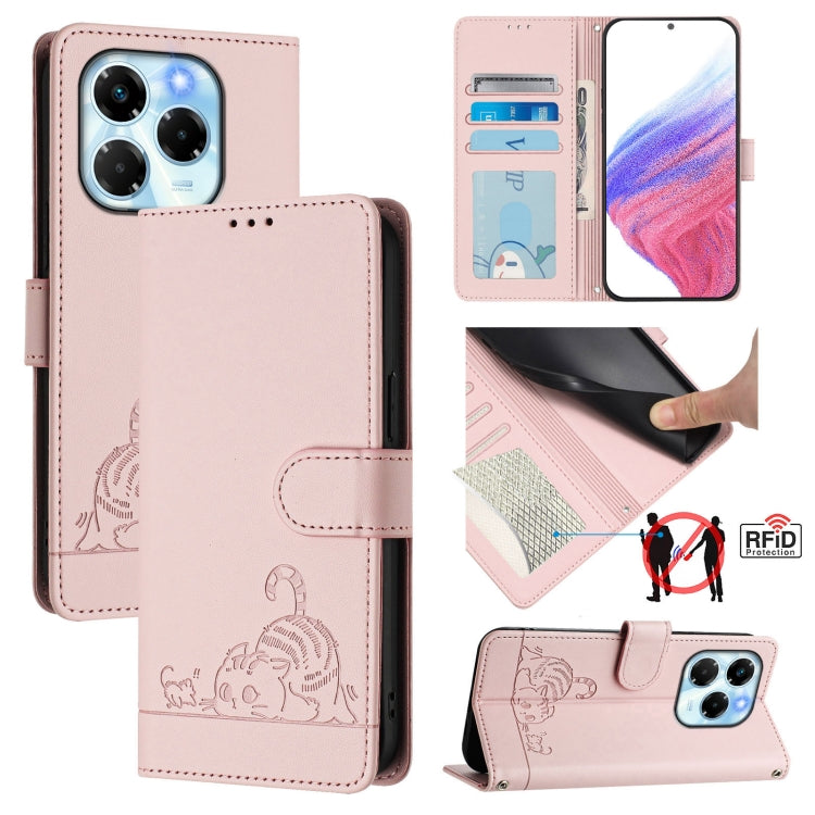 Cat Rat Embossed Pattern RFID Leather Phone Case with Lanyard, For Infinix Note 50s, For Infinix Hot 50i 5G / Smart 9 4G, For Infinix Hot 50 Pro+ 4G, For Infinix Hot 50 4G, For Infinix Hot 50 5G, For Infinix Zero 40 4G / 5G, For Infinix Note 40X 5G    ...