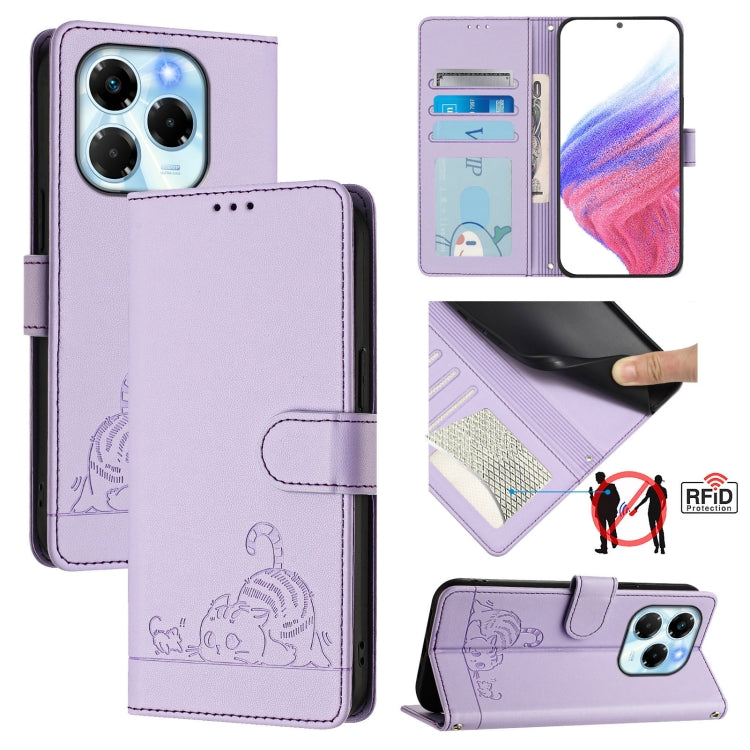 Cat Rat Embossed Pattern RFID Leather Phone Case with Lanyard, For Infinix Note 50s, For Infinix Hot 50i 5G / Smart 9 4G, For Infinix Hot 50 Pro+ 4G, For Infinix Hot 50 4G, For Infinix Hot 50 5G, For Infinix Zero 40 4G / 5G, For Infinix Note 40X 5G    ...