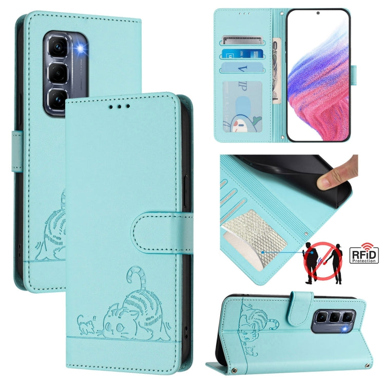 Cat Rat Embossed Pattern RFID Leather Phone Case with Lanyard, For Infinix Note 50s, For Infinix Hot 50i 5G / Smart 9 4G, For Infinix Hot 50 Pro+ 4G, For Infinix Hot 50 4G, For Infinix Hot 50 5G, For Infinix Zero 40 4G / 5G, For Infinix Note 40X 5G    ...
