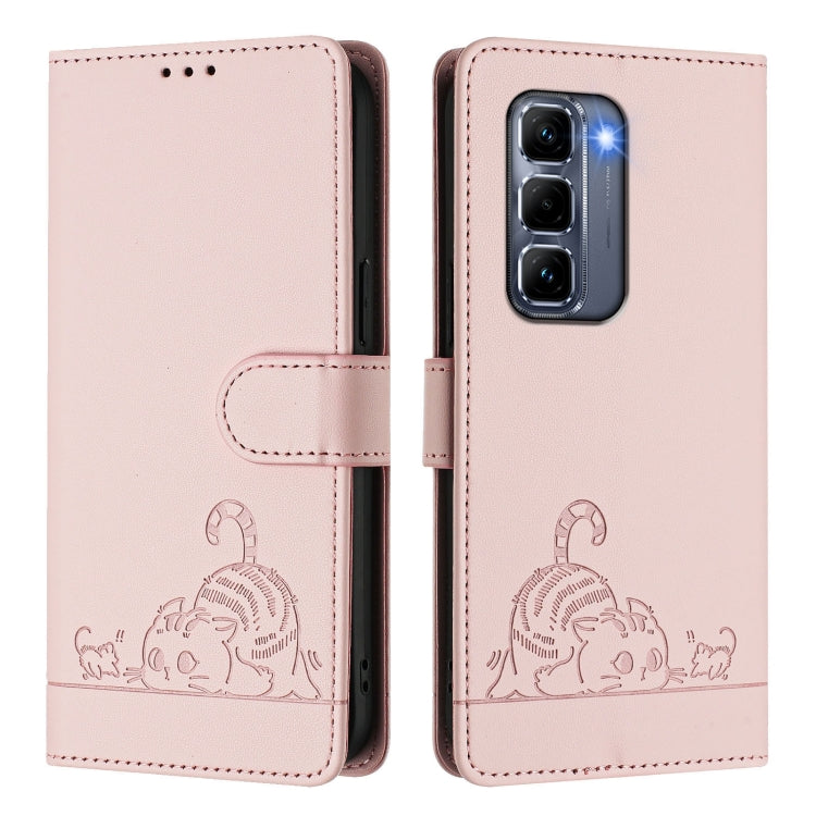 Cat Rat Embossed Pattern RFID Leather Phone Case with Lanyard, For Infinix Note 50s, For Infinix Hot 50i 5G / Smart 9 4G, For Infinix Hot 50 Pro+ 4G, For Infinix Hot 50 4G, For Infinix Hot 50 5G, For Infinix Zero 40 4G / 5G, For Infinix Note 40X 5G    ...