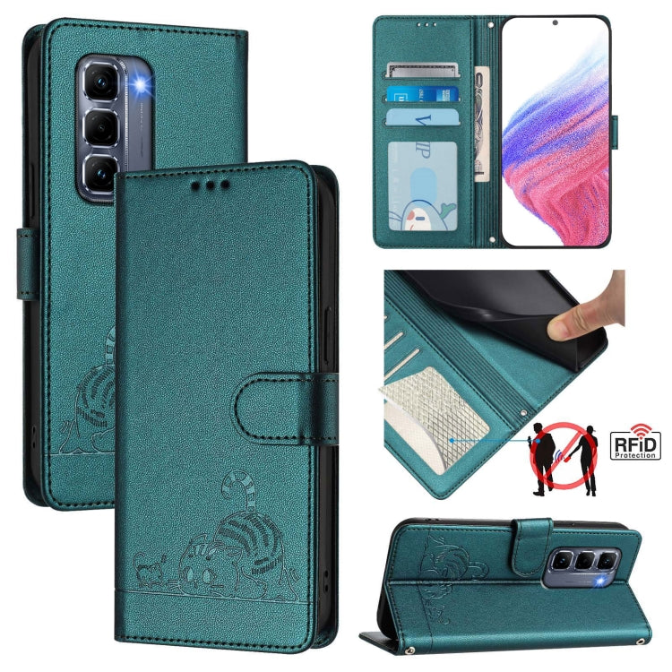 Cat Rat Embossed Pattern RFID Leather Phone Case with Lanyard, For Infinix Note 50s, For Infinix Hot 50i 5G / Smart 9 4G, For Infinix Hot 50 Pro+ 4G, For Infinix Hot 50 4G, For Infinix Hot 50 5G, For Infinix Zero 40 4G / 5G, For Infinix Note 40X 5G    ...