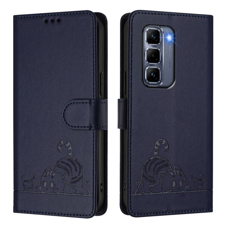 Cat Rat Embossed Pattern RFID Leather Phone Case with Lanyard, For Infinix Note 50s, For Infinix Hot 50i 5G / Smart 9 4G, For Infinix Hot 50 Pro+ 4G, For Infinix Hot 50 4G, For Infinix Hot 50 5G, For Infinix Zero 40 4G / 5G, For Infinix Note 40X 5G    ...