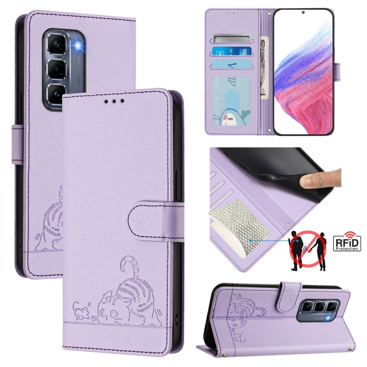 Cat Rat Embossed Pattern RFID Leather Phone Case with Lanyard, For Infinix Note 50s, For Infinix Hot 50i 5G / Smart 9 4G, For Infinix Hot 50 Pro+ 4G, For Infinix Hot 50 4G, For Infinix Hot 50 5G, For Infinix Zero 40 4G / 5G, For Infinix Note 40X 5G    ...