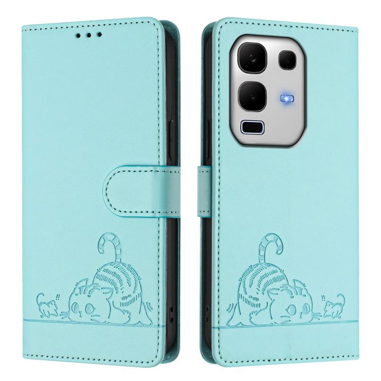 Cat Rat Embossed Pattern RFID Leather Phone Case with Lanyard, For Infinix Note 50s, For Infinix Hot 50i 5G / Smart 9 4G, For Infinix Hot 50 Pro+ 4G, For Infinix Hot 50 4G, For Infinix Hot 50 5G, For Infinix Zero 40 4G / 5G, For Infinix Note 40X 5G    ...