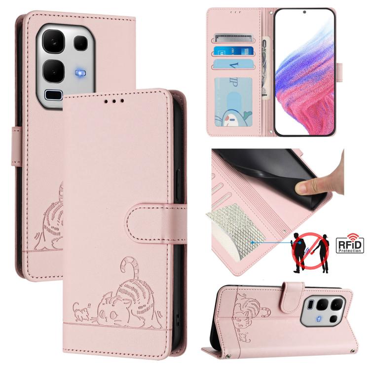 Cat Rat Embossed Pattern RFID Leather Phone Case with Lanyard, For Infinix Note 50s, For Infinix Hot 50i 5G / Smart 9 4G, For Infinix Hot 50 Pro+ 4G, For Infinix Hot 50 4G, For Infinix Hot 50 5G, For Infinix Zero 40 4G / 5G, For Infinix Note 40X 5G    ...