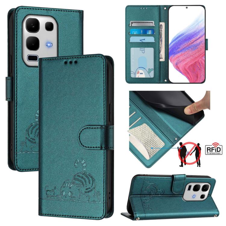 Cat Rat Embossed Pattern RFID Leather Phone Case with Lanyard, For Infinix Note 50s, For Infinix Hot 50i 5G / Smart 9 4G, For Infinix Hot 50 Pro+ 4G, For Infinix Hot 50 4G, For Infinix Hot 50 5G, For Infinix Zero 40 4G / 5G, For Infinix Note 40X 5G    ...