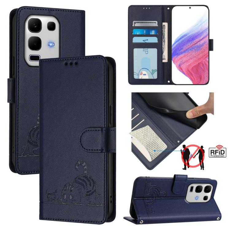 Cat Rat Embossed Pattern RFID Leather Phone Case with Lanyard, For Infinix Note 50s, For Infinix Hot 50i 5G / Smart 9 4G, For Infinix Hot 50 Pro+ 4G, For Infinix Hot 50 4G, For Infinix Hot 50 5G, For Infinix Zero 40 4G / 5G, For Infinix Note 40X 5G    ...